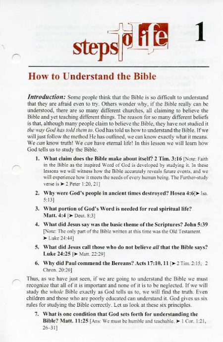Steps to Life Bible Study Lesson