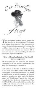 Our Privilege of Prayer